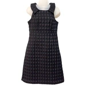 Merona Black Textured Houndstooth Sleeveless Dress Collared  Size 6